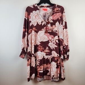 Maaji Floral Mini Dress - Burgundy and Pink